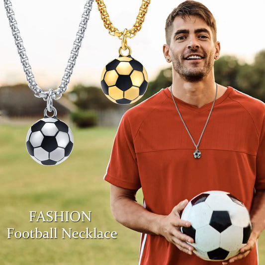 3D Football Pendant Chain Necklace
