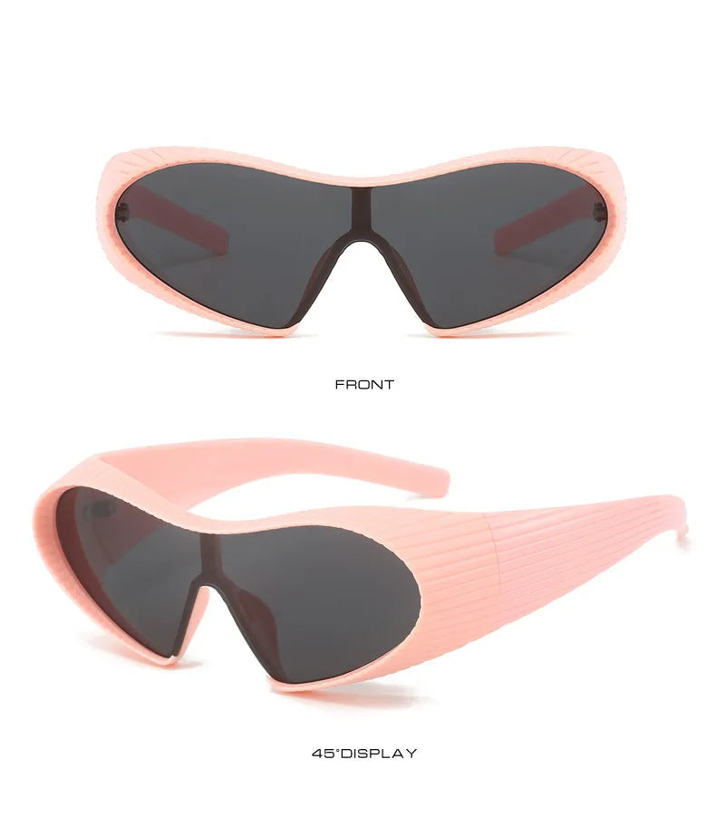 Futuristic Oversized One-Piece Cat Eye Sunglasses