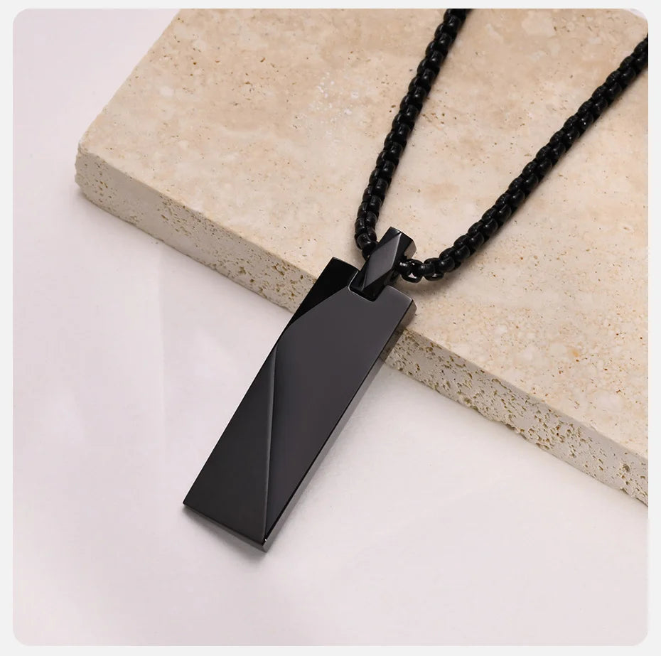 Geometric Rectangle Bar Pendant Necklace
