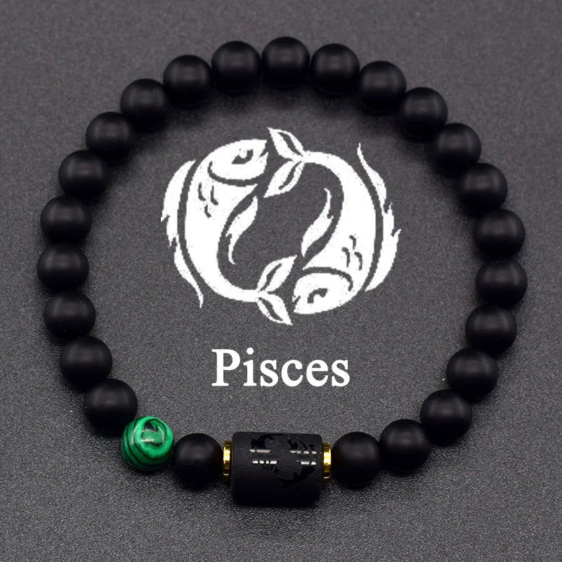Zodiac Signs Constellation Bracelet - Black Agate