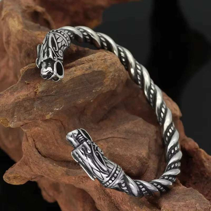 Nordic Dragon Bracelet with Viking Wooden Gift Box