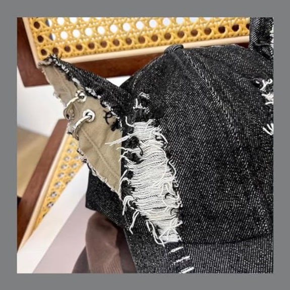 3D Ears Punk Ripped Denim Baseball Cap