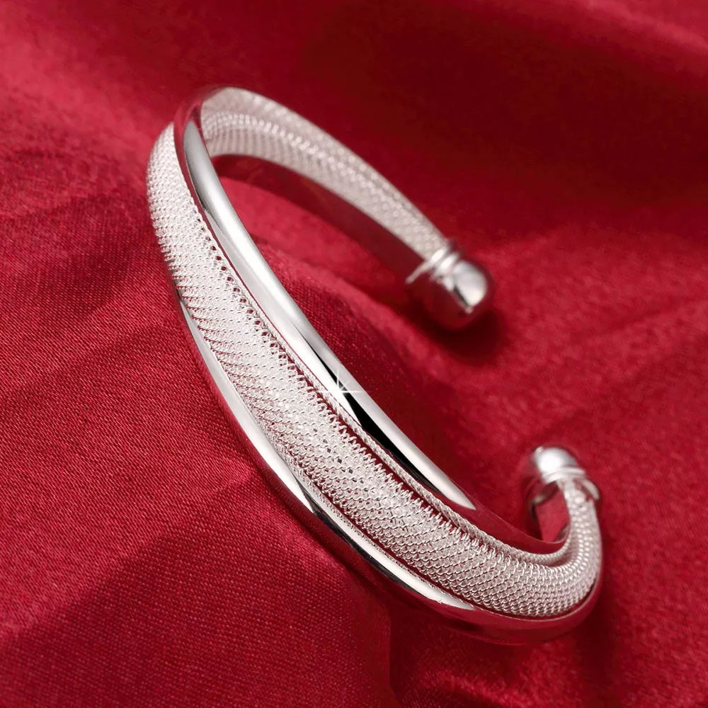 925 Sterling Silver Open Cuff Bangle Bracelet