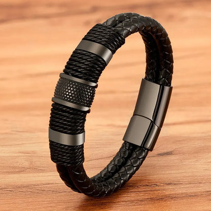 Black Leather Rope Retro Bracelet