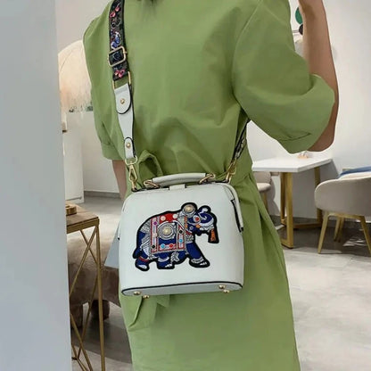 Elephant Embroidered Crossbody Bag