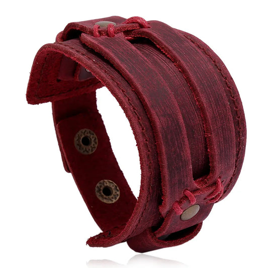 Genuine Leather Wide Cuff Bracelet
