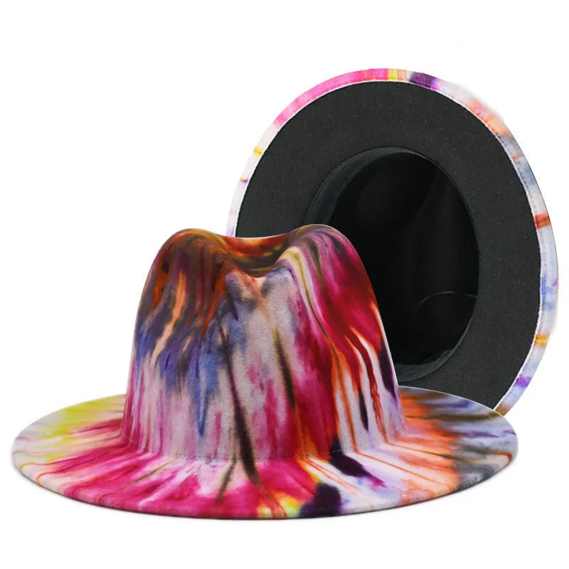 Colourful Wide Brim Panama Fedora Hat