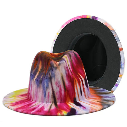 Colourful Wide Brim Panama Fedora Hat