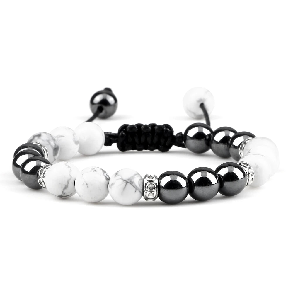 Two Tone Natural Stone Beads Bracelet