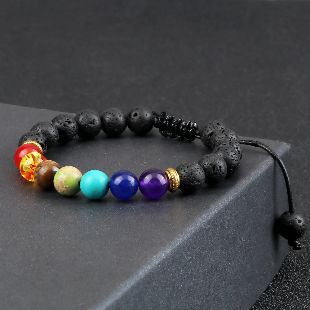 2Pcs Set - 7 Chakra Natural Stone Beaded Bracelets