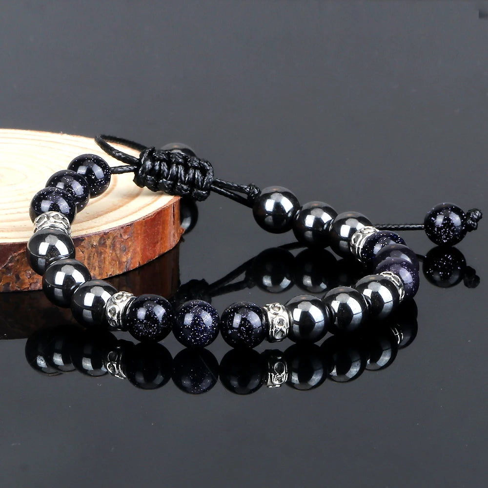 Two Tone Natural Stone Beads Bracelet