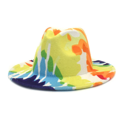 Colourful Wide Brim Panama Fedora Hat