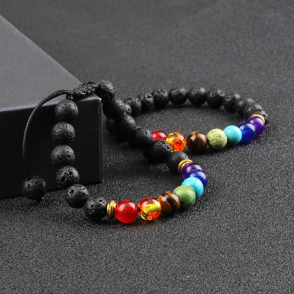 2Pcs Set - 7 Chakra Natural Stone Beaded Bracelets