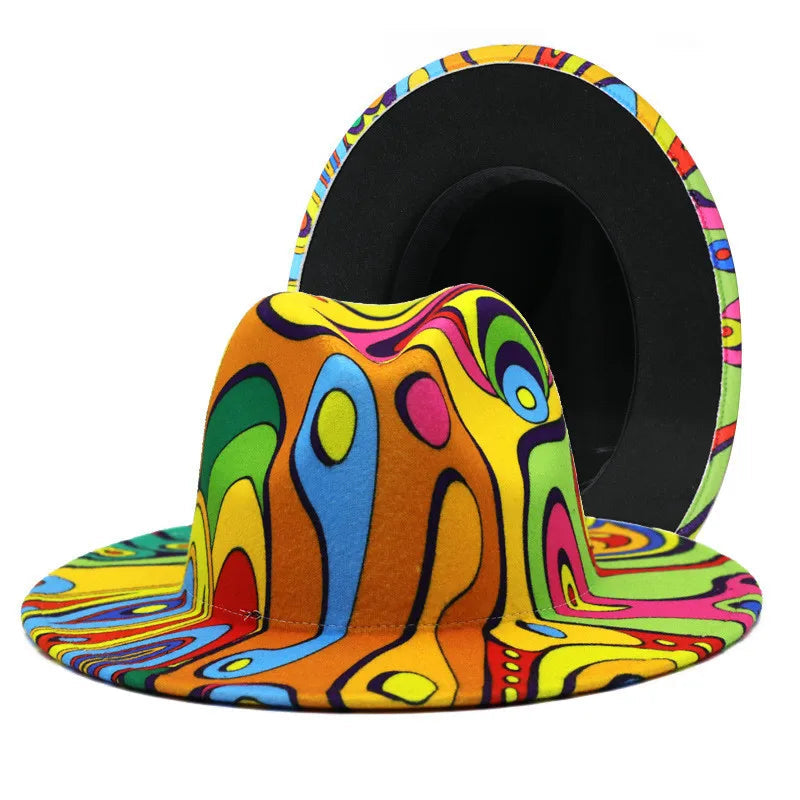 Colourful Wide Brim Panama Fedora Hat