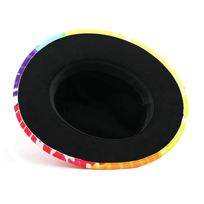 Colourful Wide Brim Panama Fedora Hat