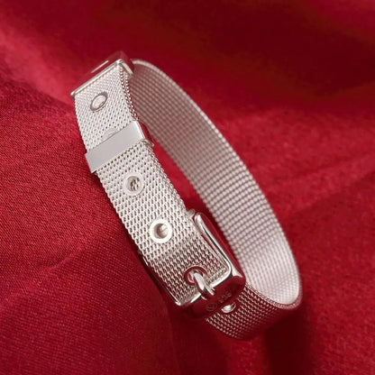 Sterling Silver Mesh Belt Buckle Bracelet