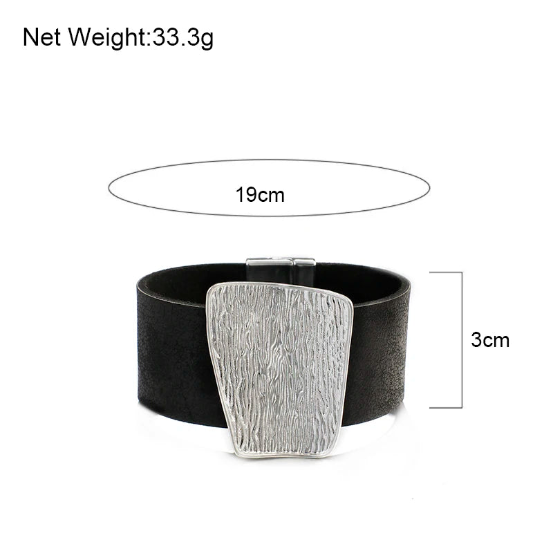 Genuine Leather Wide Wrap Bracelet