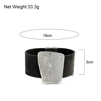 Genuine Leather Wide Wrap Bracelet