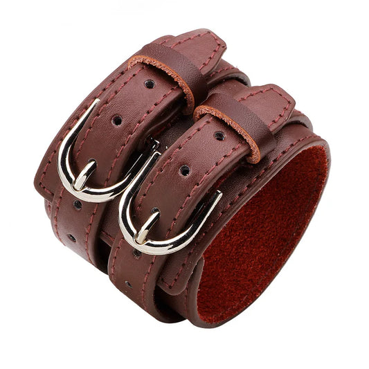Wide Belt Wristband Genuine Leather Bracelet