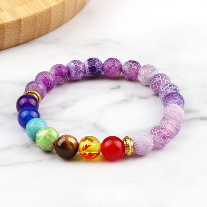 2Pcs Set - 7 Chakra Natural Stone Beaded Bracelets