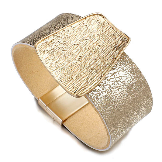 Genuine Leather Wide Wrap Bracelet