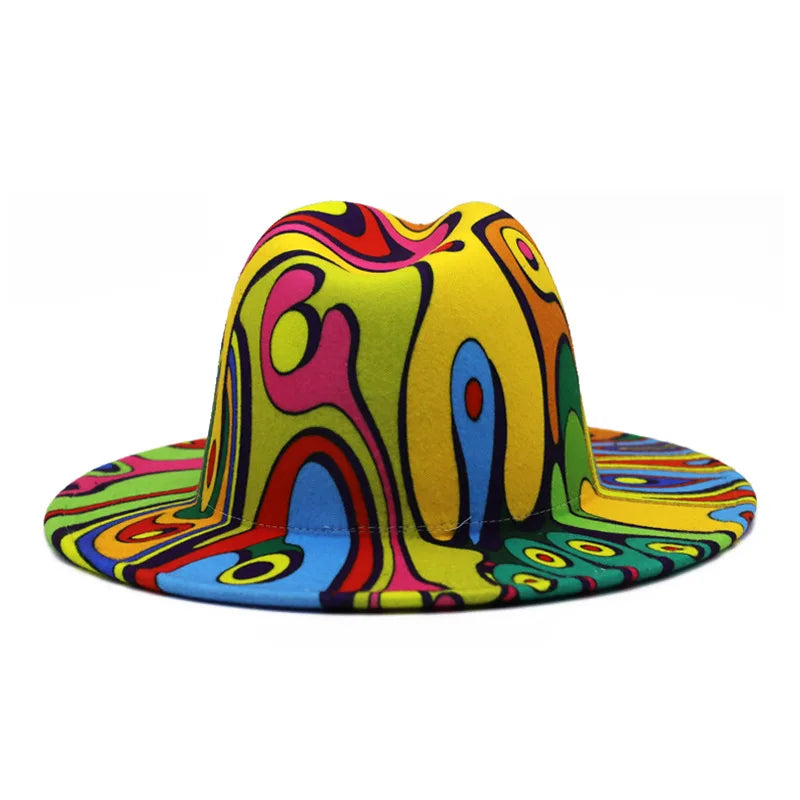 Colourful Wide Brim Panama Fedora Hat