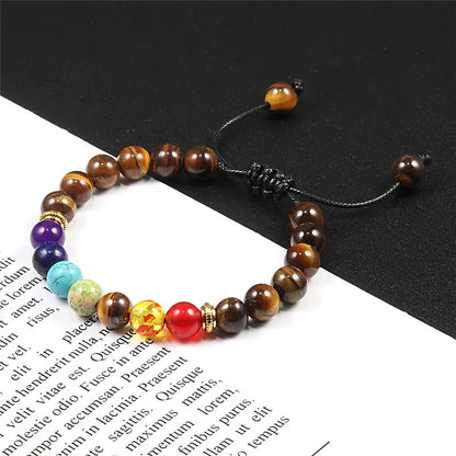 2Pcs Set - 7 Chakra Natural Stone Beaded Bracelets
