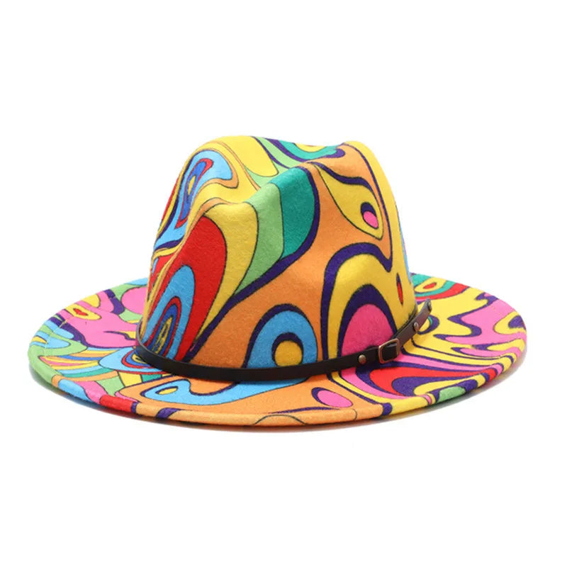 Colourful Wide Brim Panama Fedora Hat