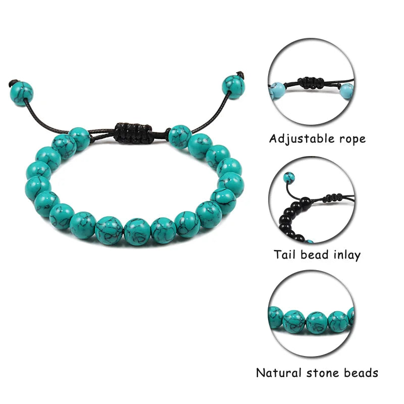 Natural Stone Beads Adjustable Bracelet