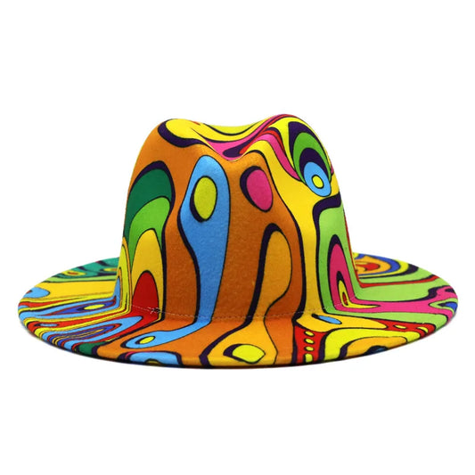 Colourful Wide Brim Panama Fedora Hat
