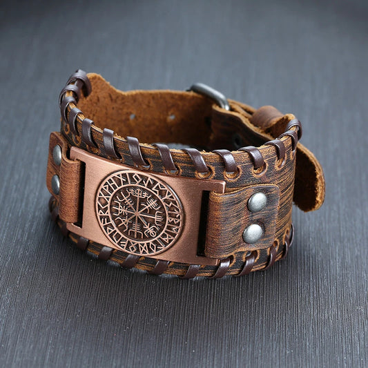 Viking Medieval Leather Belt Buckle Bracelet