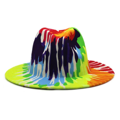 Colourful Wide Brim Panama Fedora Hat
