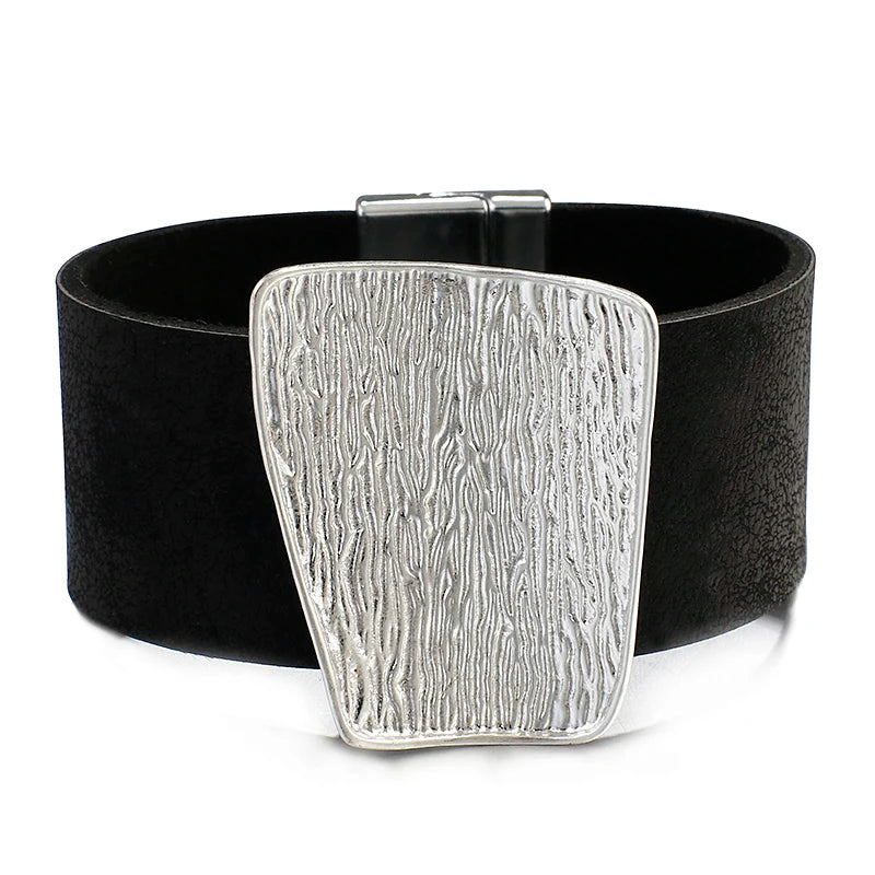 Genuine Leather Wide Wrap Bracelet