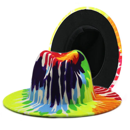 Colourful Wide Brim Panama Fedora Hat