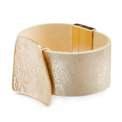 Genuine Leather Wide Wrap Bracelet
