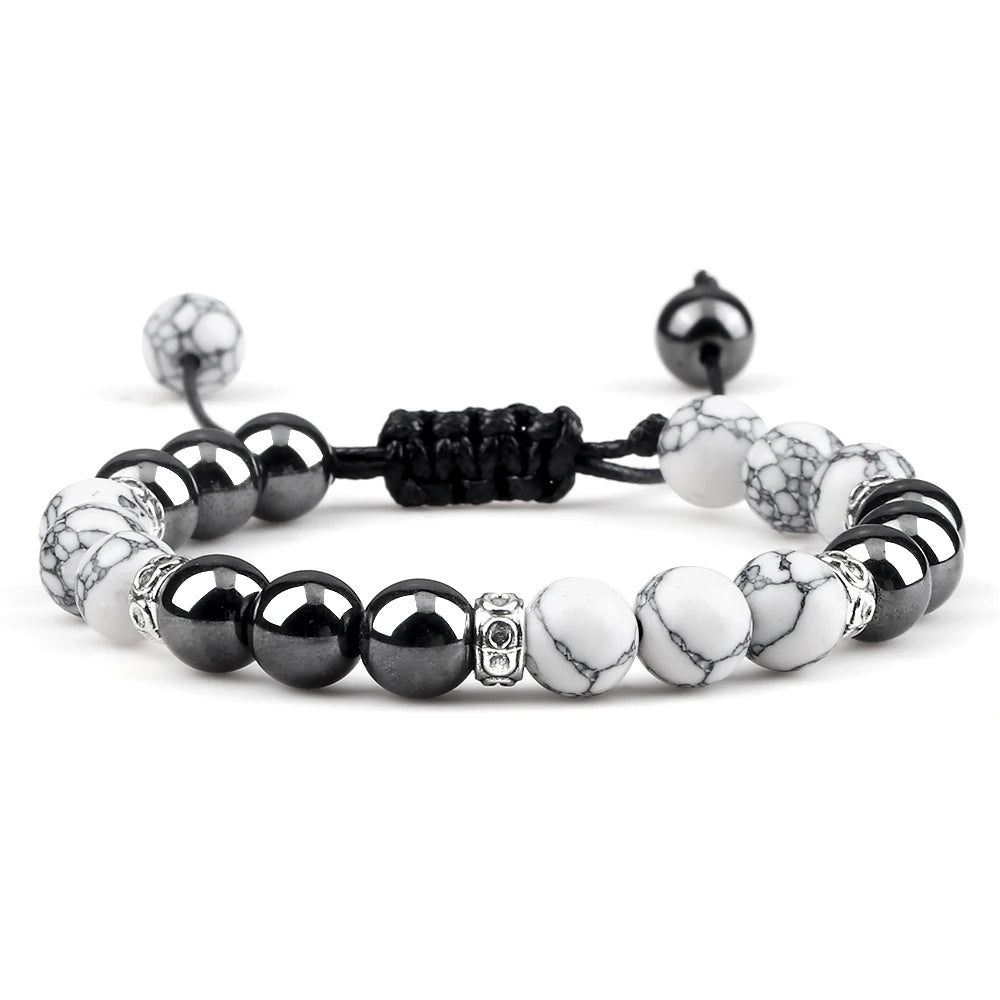 Two Tone Natural Stone Beads Bracelet