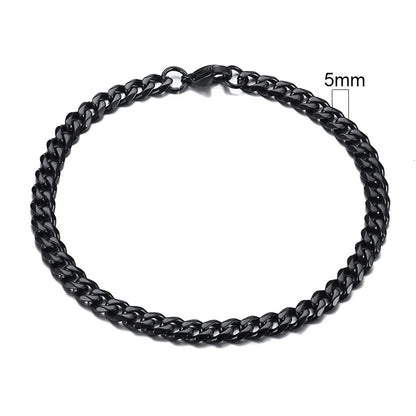 Curb Link Chain Stainless Steel Bracelet in Black - 5mm