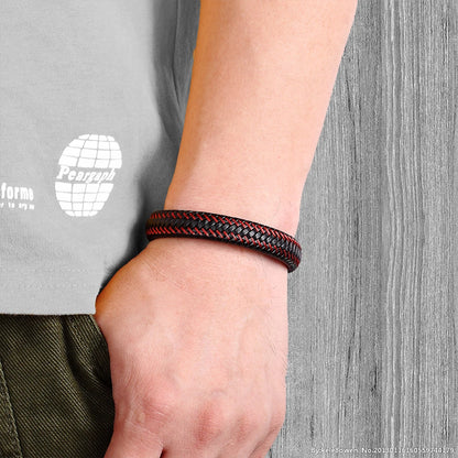 Braided Leather Magnetic Buckle Bracelet