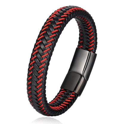 Braided Leather Magnetic Buckle Bracelet
