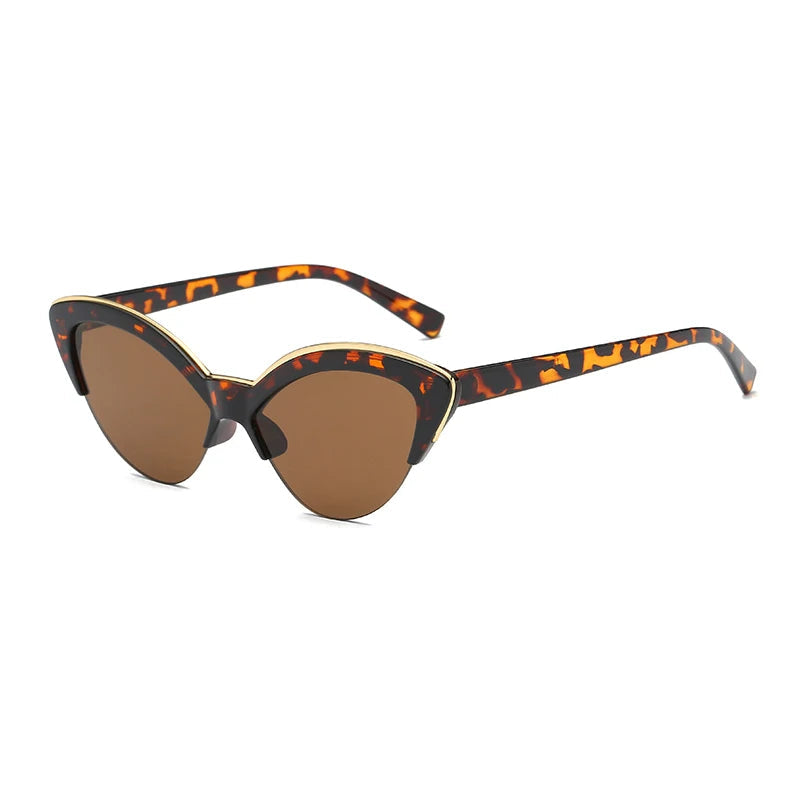 Sunglasses with tortoiseshell frame and brown lenses on a white background