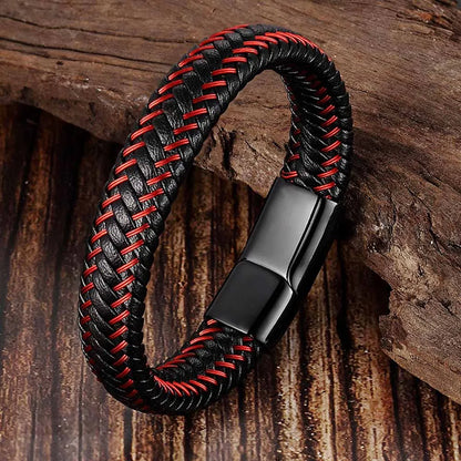 Braided Leather Magnetic Buckle Bracelet