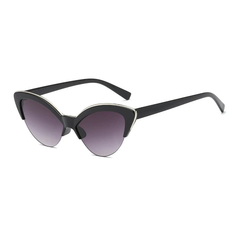 Black cat-eye sunglasses with gradient lenses on a white background