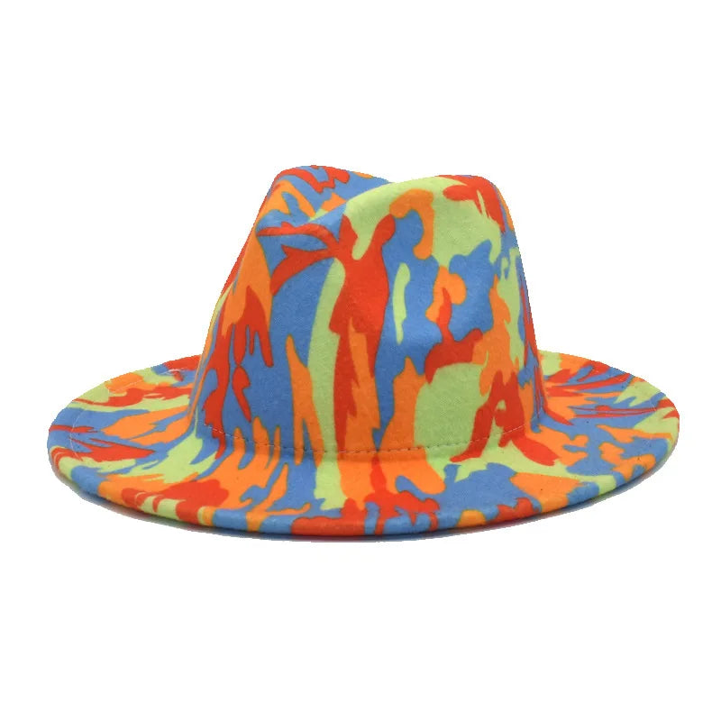 Colourful Wide Brim Panama Fedora Hat