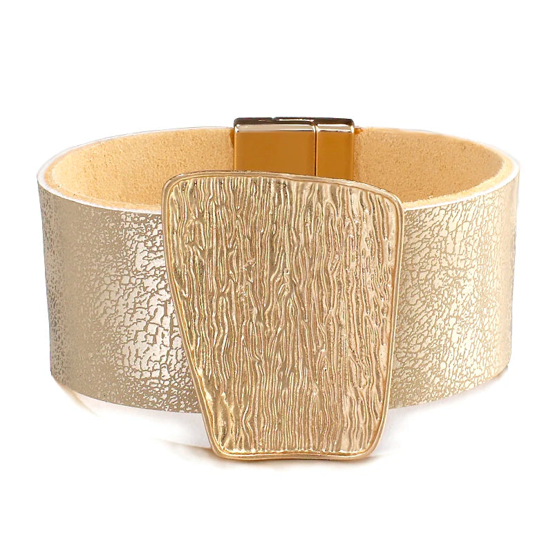 Genuine Leather Wide Wrap Bracelet
