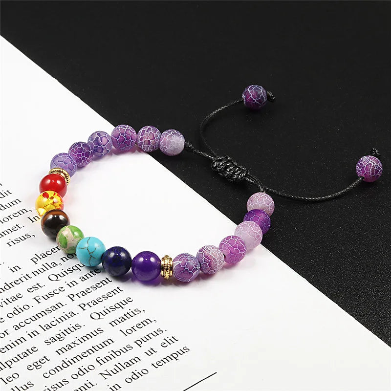 2Pcs Set - 7 Chakra Natural Stone Beaded Bracelets