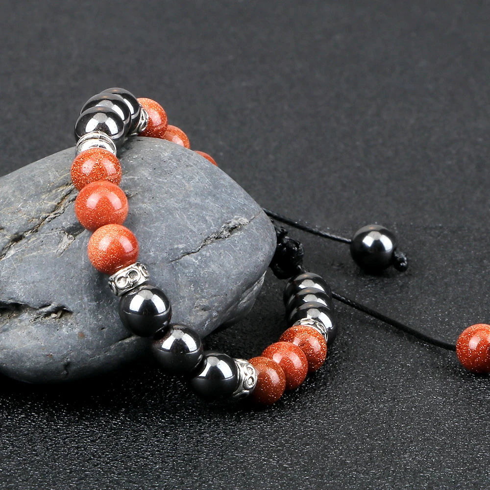 Two Tone Natural Stone Beads Bracelet
