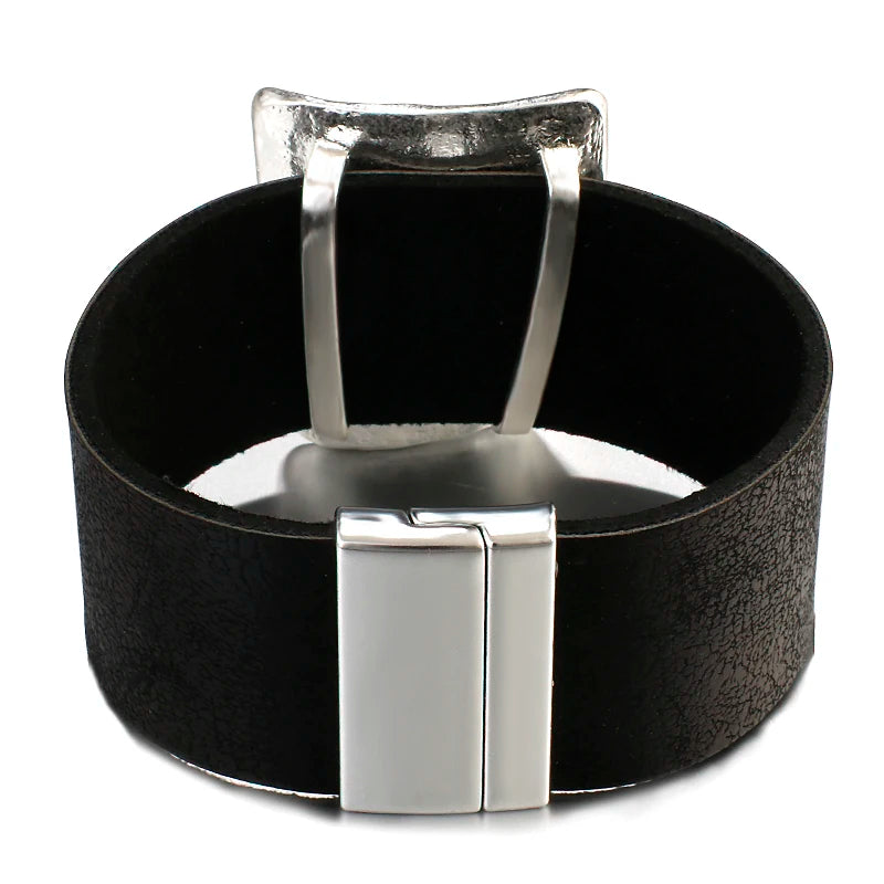 Genuine Leather Wide Wrap Bracelet