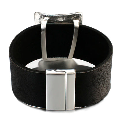 Genuine Leather Wide Wrap Bracelet