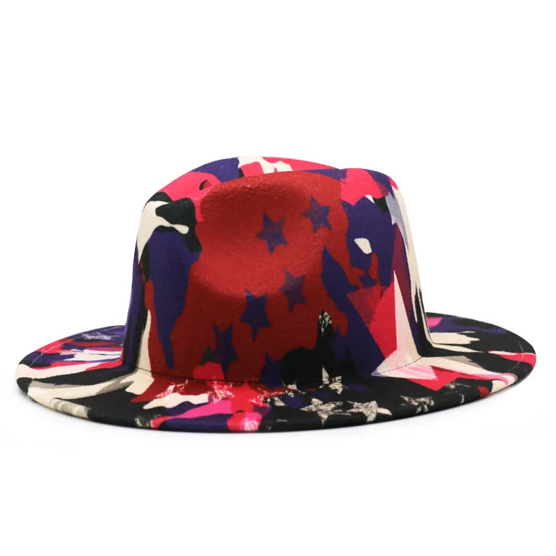 Colourful Wide Brim Panama Fedora Hat