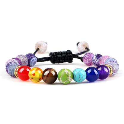 2Pcs Set - 7 Chakra Natural Stone Beaded Bracelets